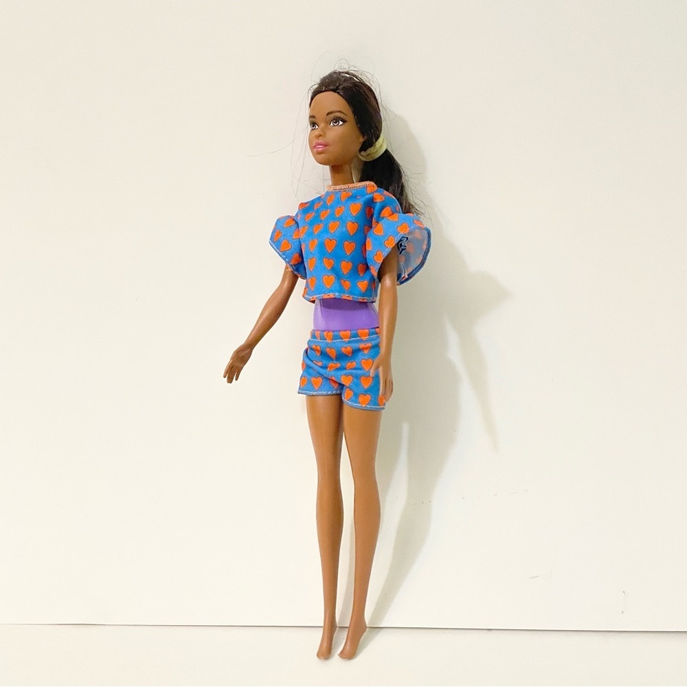 Barbie Fashionistas Doll Molded Purple Bodysuit Heart Outfit
